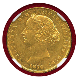 オーストラリア 1870 ソブリン金貨 ヴィクトリア女王 バンクシア AU58