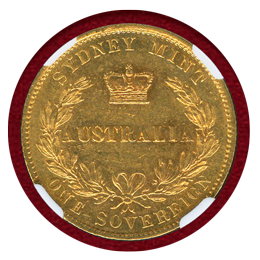 オーストラリア 1870 ソブリン金貨 ヴィクトリア女王 バンクシア AU58