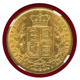 【SOLD】イギリス 1869年 ソブリン金貨 ヴィクトリア ヤングヘッド 紋章 NGC AU58