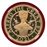 イギリス 2021年 ￡5 金貨 アルフレッド大王即位1150周年記念 NGC PF69UC