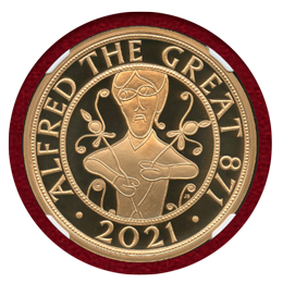 イギリス 2021年 ￡5 金貨 アルフレッド大王即位1150周年記念 NGC PF69UC