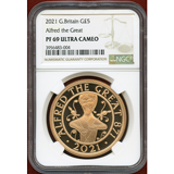 イギリス 2021年 ￡5 金貨 アルフレッド大王即位1150周年記念 NGC PF69UC