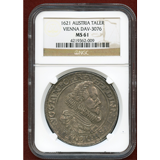 【SOLD】神聖ローマ帝国 オーストリア 1621年 ターラー 銀貨 フェルディナンドⅡ MS61