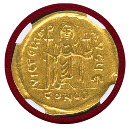 ビザンチン 602-610 ソリダス 金貨 Phocas NGC AU