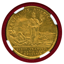 神聖ローマ帝国 フランクフルト 1764年 2ダカット金貨 ヨーゼフ2世 戴冠記念 MS62