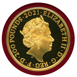 イギリス 2021年 200ポンド(2oz) 金貨 プルーフ ゴシッククラウン 肖像