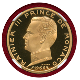モナコ 1966 5フラン 金貨 試作貨(ESSAI) レーニエ3世 NGC PF69UC