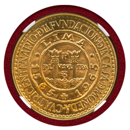 ペルー 1965年 100ソル 金貨 リマ造幣局400周年記念 NGC MS65