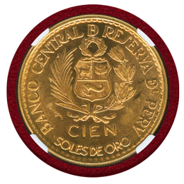 ペルー 1965年 100ソル 金貨 リマ造幣局400周年記念 NGC MS65