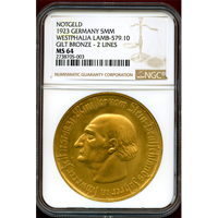 ドイツ ヴェストファ―レン 1923年 5ミリオンマルク 銅貨 緊急貨 NGC MS64