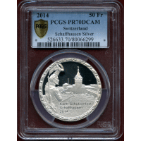 スイス 現代射撃祭 2014年 50フラン 銀貨 シャフハウゼン PCGS PR70DCAM