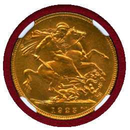 イギリス 1925年 ソブリン 金貨 ジョージ5世 NGC MS64