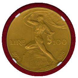 【SOLD】イタリア 1925R 100リレ 金貨 第一次世界大戦参戦10周年 PF63MATTE