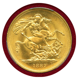 イギリス 1887年 2ポンド 金貨 ヴィクトリア ジュビリーヘッド NGC MS63