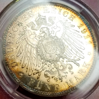ドイツ バイエルン 1911D 5マルク 銀貨 ルイトポルト90歳記念  PCGS PR63