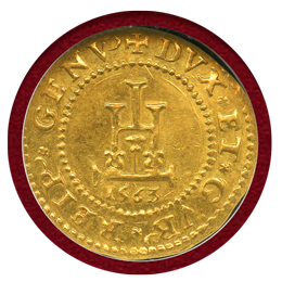 イタリア ジェノヴァ 1563年 1/2ドッピア 金貨 NGC MS61