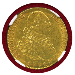 スペイン 1791M MF 4エスクード金貨 カルロス4世 NGC MS61