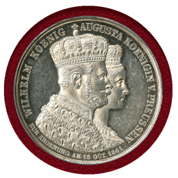 ドイツ プロイセン 1861年 銀メダル ヴィルヘルム1世戴冠記念 SP63