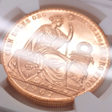 ペルー 1967年 100ソル 金貨 女神座像 NGC MS65