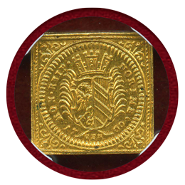 ドイツ ニュルンベルク (1700)GFN ラム 1/2ダカット クリッペ金貨 NGC MS61
