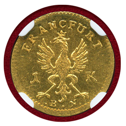 ドイツ フランクフルト 1774年 クロイツァー貨 金打ち 都市景観 NGC MS63