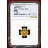 ドイツ フランクフルト 1774年 クロイツァー貨 金打ち 都市景観 NGC MS63
