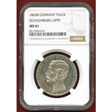 ドイツ シャウムブルク=リッペ侯国 1865年 ターラー銀貨 NGC MS61