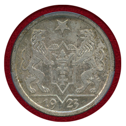 自由都市ダンツィヒ 1923年 グルデン 銀貨 NGC MS64