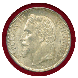 フランス 1868BB 5フラン 銀貨 ナポレオン3世 PCGS MS62