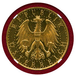 オーストリア 1931年 100シリング 金貨 紋章 NGC PL62
