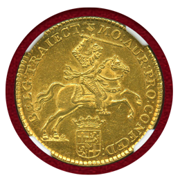 【SOLD】オランダ ユトレヒト 1760年 14グルデン 金貨 馬上の騎士 NGC MS61