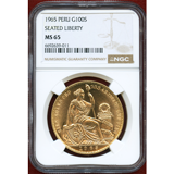 ペルー 1965年 100ソル 金貨 女神座像 NGC MS65