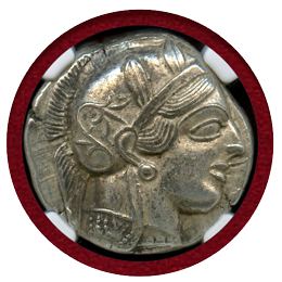 【SOLD】古代ギリシャ アテネ 440-404BC 4ドラクマ 銀貨 フクロウ NGC AU