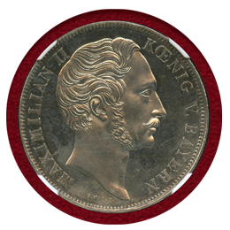 ドイツ バイエルン 1855年 2グルデン 銀貨 マドンナ像修復記念 NGC MS62PL