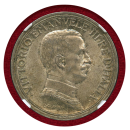 イタリア 1915R 2リレ 銀貨 エマヌエレ3世 クァドリガ NGC MS64