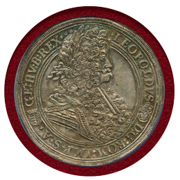 神聖ローマ帝国 ハンガリー 1695年 ターラー銀貨 レオポルト1世 NGC MS63