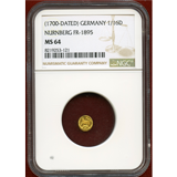 ドイツ ニュルンベルク ND(1700) 1/16 ラムダカット 金貨 神の子羊 MS64