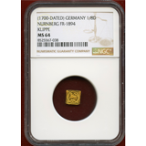 ドイツ 1700N 1/8 ラムダカット 金貨 神の子羊 クリッペ NGC MS64