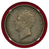 イギリス 1825年 1/2クラウン 銀貨 ジョージ4世 NGC AU58