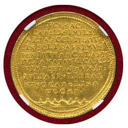 オーストリア 1715-Dated 2ダカット金メダル カールスブルク要塞建設 MS62