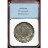 スイス 1850A 5フラン銀貨 ヘルベティア座像 NNC MS60