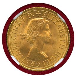 【SOLD】イギリス 1958年 ソブリン 金貨 エリザベス2世 NGC MS65
