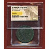 ローマ帝国 紀元前38年頃 デュポンディウス銅貨 オクタビアヌス&カエサル