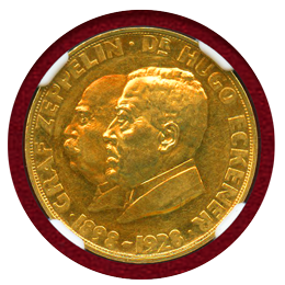 ドイツ ワイマール共和国 1929年 金メダル ツェッペリン ワールドツアー記念 PF62