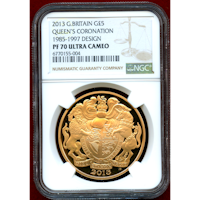 イギリス 2013年 5ポンド 金貨 エリザベス2世戴冠60周年 NGC PF70UC
