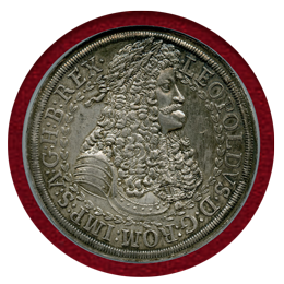 【SOLD】1680-86年 オーストリア 神聖ローマ帝国 2ターラー銀貨 NGC MS62