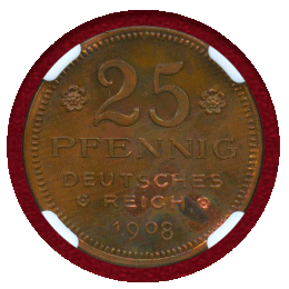 ドイツ 1908年 25ペニヒ 銅貨 試作貨 NGC PF64RB