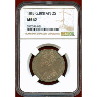 イギリス 1883年 フローリン 銀貨 ヴィクトリア NGC MS62