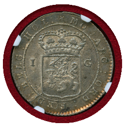 オランダ領東インド バタビア共和国 1802年 グルデン 銀貨 帆船 NGC UNC DETAILS