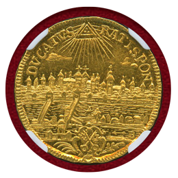 神聖ローマ帝国 レーゲンスブルク (1742-45) 2ダカット金貨 カール7世 都市景観 MS62